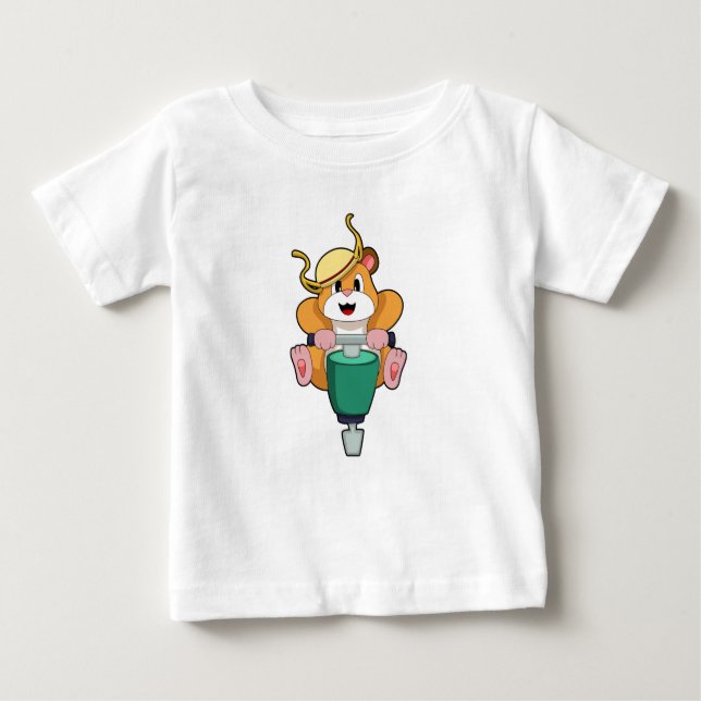 T-shirt Pour Bébé Hamster avec Jackhammer (Devant)