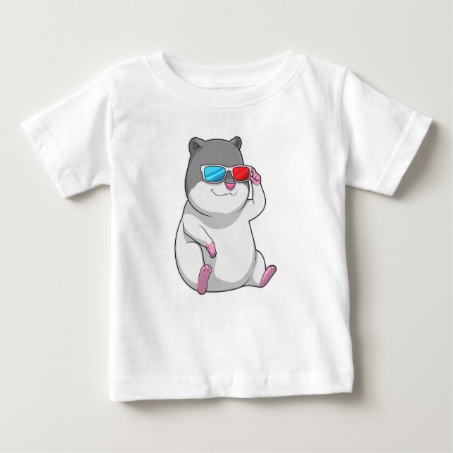 T-shirt Pour Bébé Hamster avec lunettes (Devant)