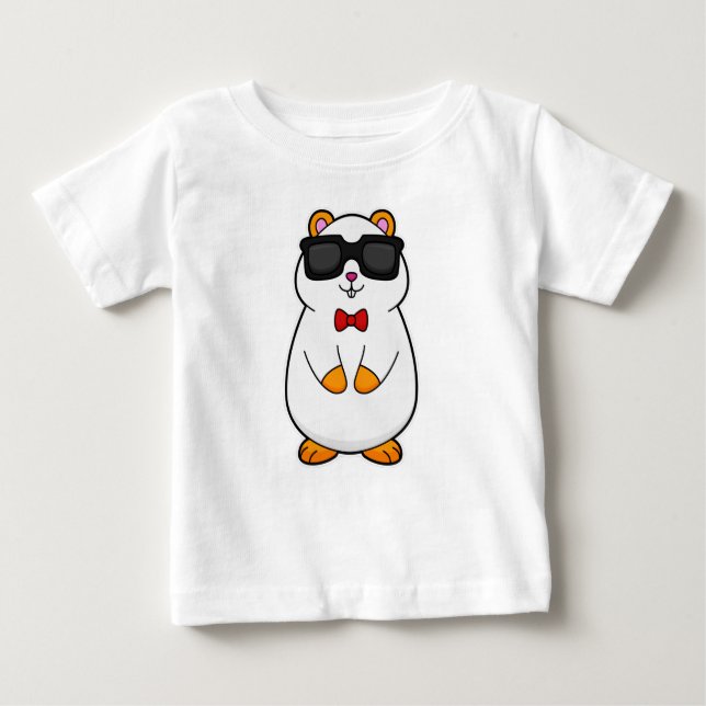 T-shirt Pour Bébé Hamster avec lunettes de soleil et cravate à mâcho (Devant)