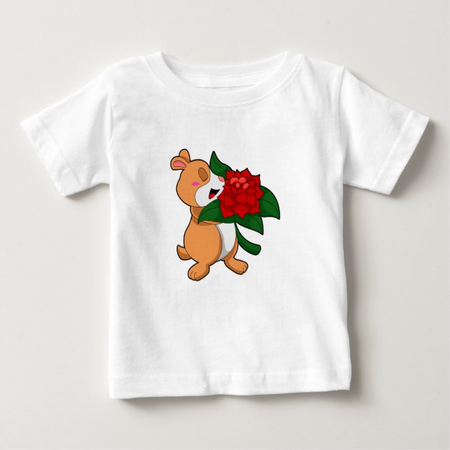 T-shirt Pour Bébé Hamster avec Rose à fleurs (Devant)