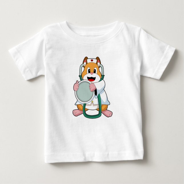 T-shirt Pour Bébé Hamster comme docteur avec Stethoscope.PNG (Devant)