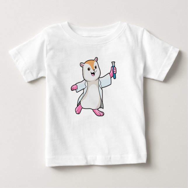 T-shirt Pour Bébé Hamster en tant que scientifique avec tube d'essai (Devant)