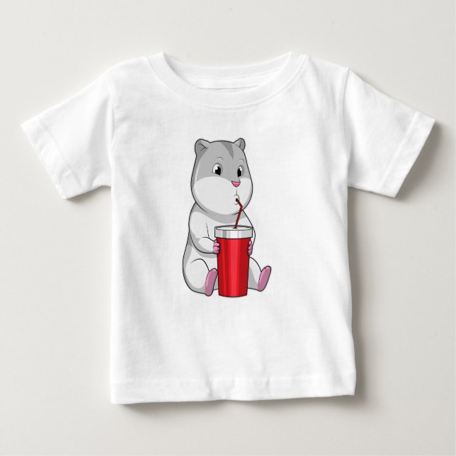 T-shirt Pour Bébé Hamster with Mug & Drinking straw (Devant)