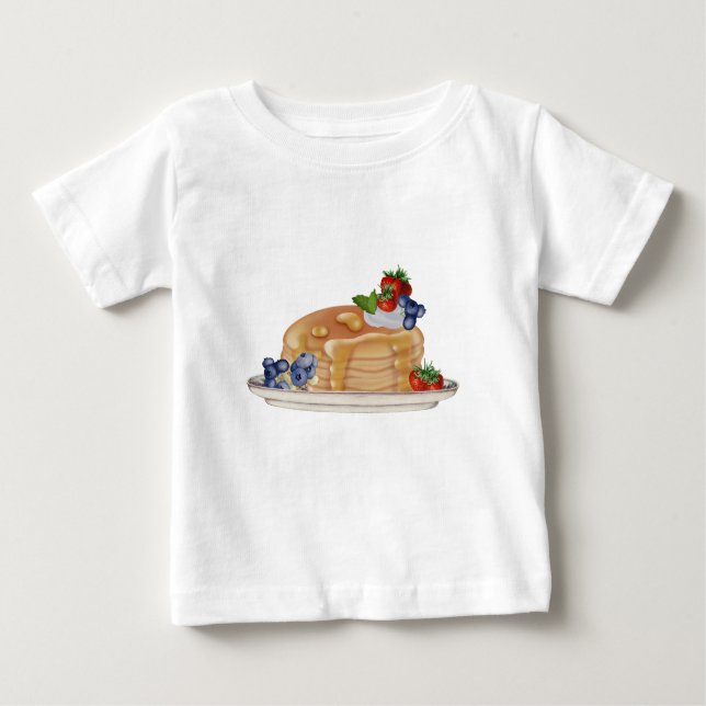 T-shirt Pour Bébé Hand Drawn Pancakes Berries Breakfast Food (Devant)