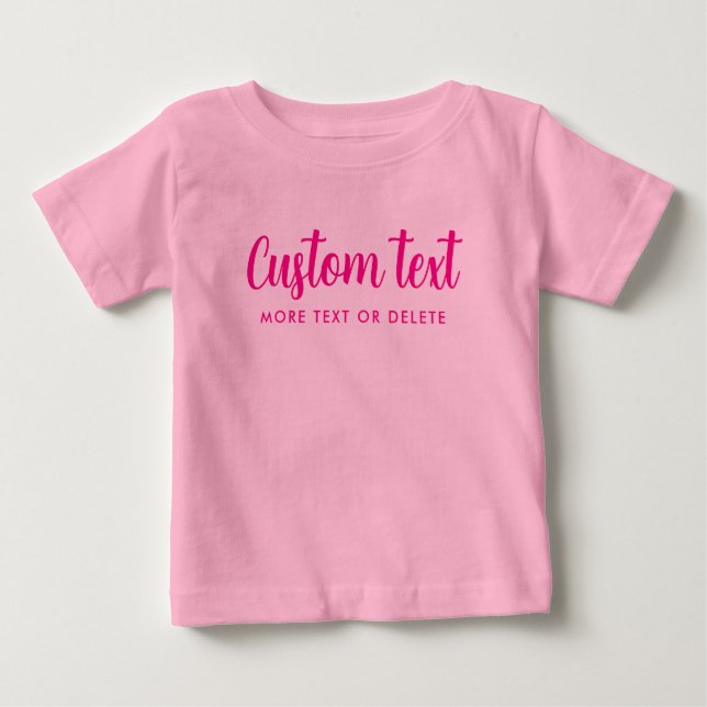 T-shirt Pour Bébé Handwritten Custom Text Photo Template Pink (Devant)
