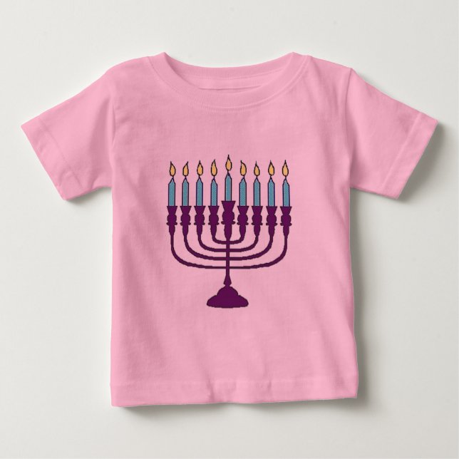 T-shirt Pour Bébé Hanoukka Menorah (Devant)