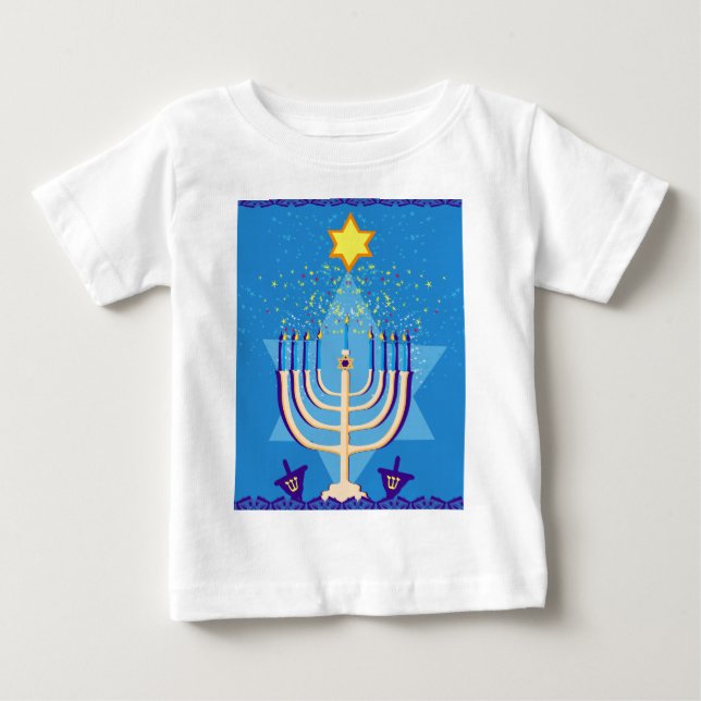 T-shirt Pour Bébé hanoukka menorah (Devant)