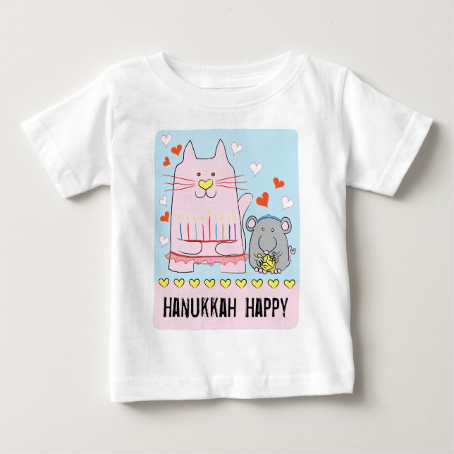 T-shirt pour bébé Hanukkah Chat et Souris (Devant)
