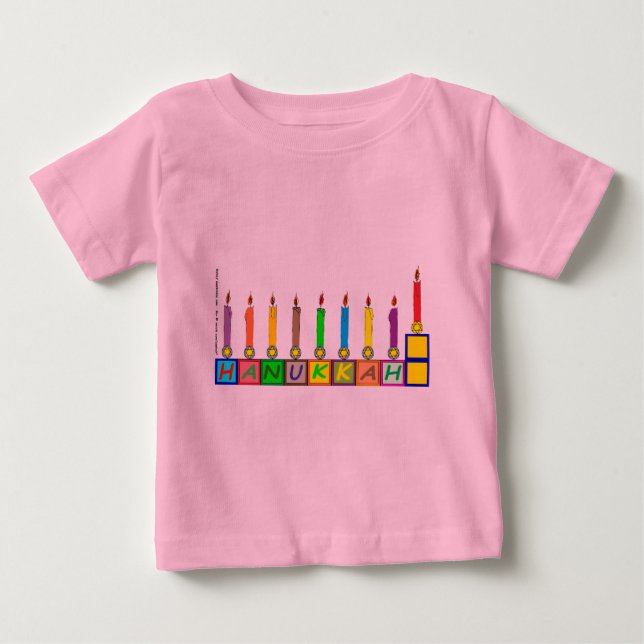 T-shirt Pour Bébé Hanukkah Children's blocks menorah (Devant)