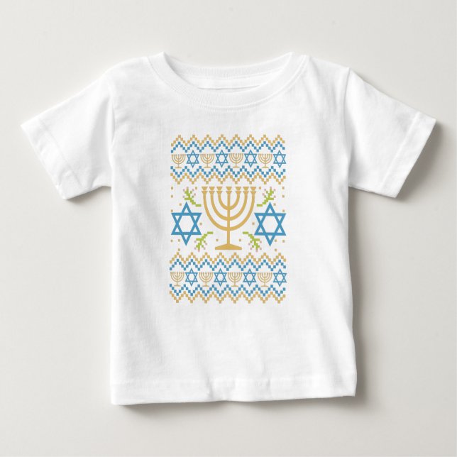 T-shirt Pour Bébé Hanukkah Ugly Sweater Jewish Holiday Gift (Devant)