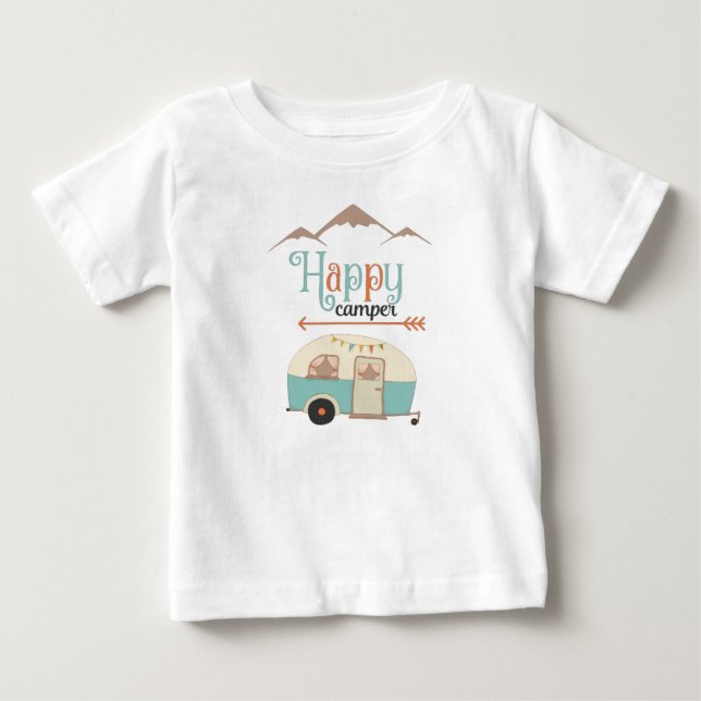T-shirt Pour Bébé Happy Camper Cute Retro RV (Devant)