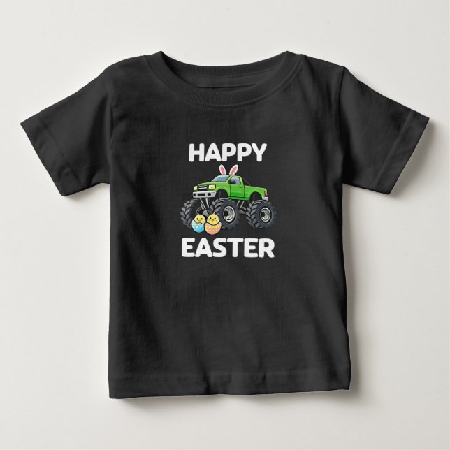 T-shirt Pour Bébé Happy Easter Monster Truck Kids Holiday (Devant)