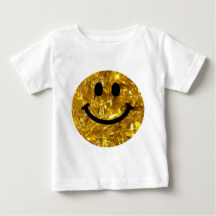 T-shirt Pour Bébé Happy Face Faux Sparkly Gold Bling - Matte scintil