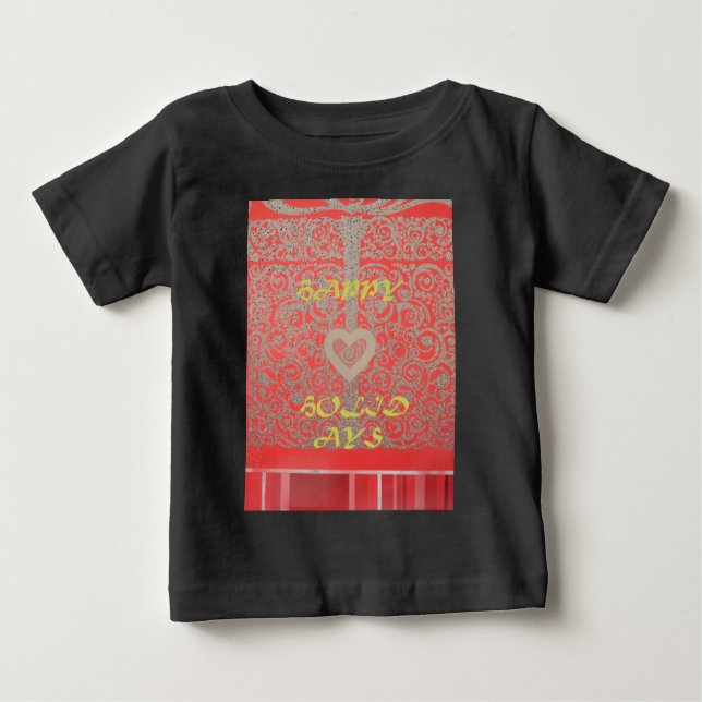 T-shirt Pour Bébé Happy Holidays Parties scintillant rouge design co (Devant)