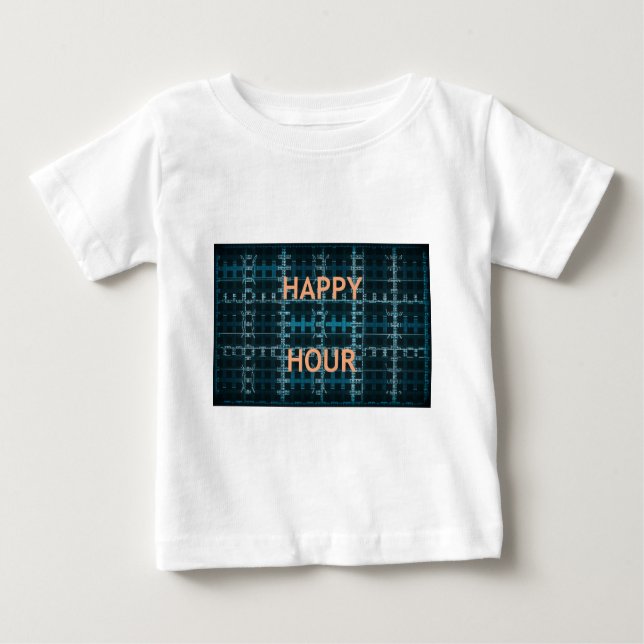 T-shirt Pour Bébé Happy Hour Texte bleu Vector Art Imprimer (Devant)