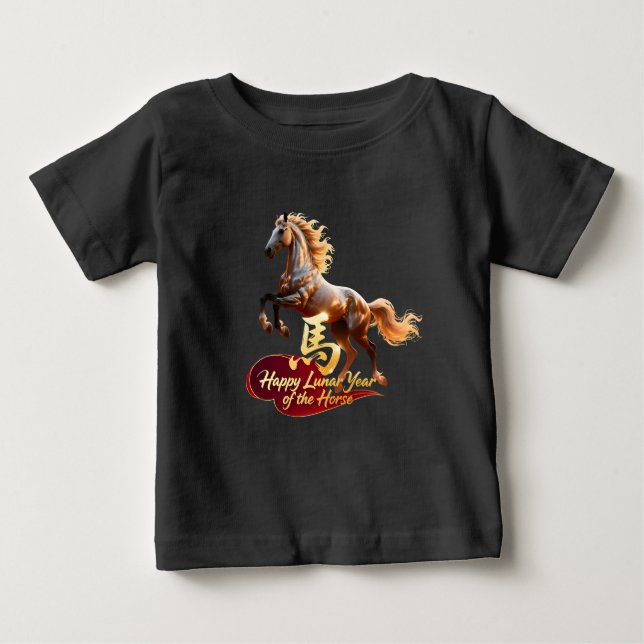 T-shirt Pour Bébé Happy Lunar New Year Majestic Golden Horse  (Devant)