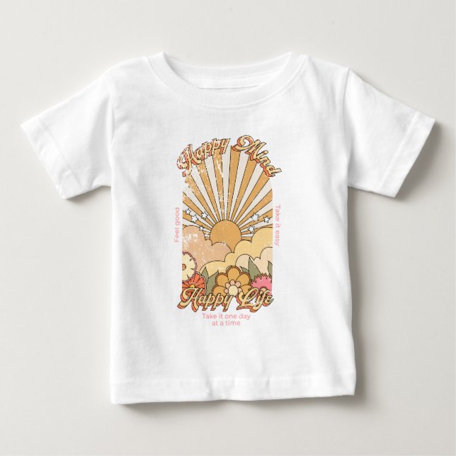 T-shirt Pour Bébé Happy Mind Happy Life Hippy Vibes Super (Devant)