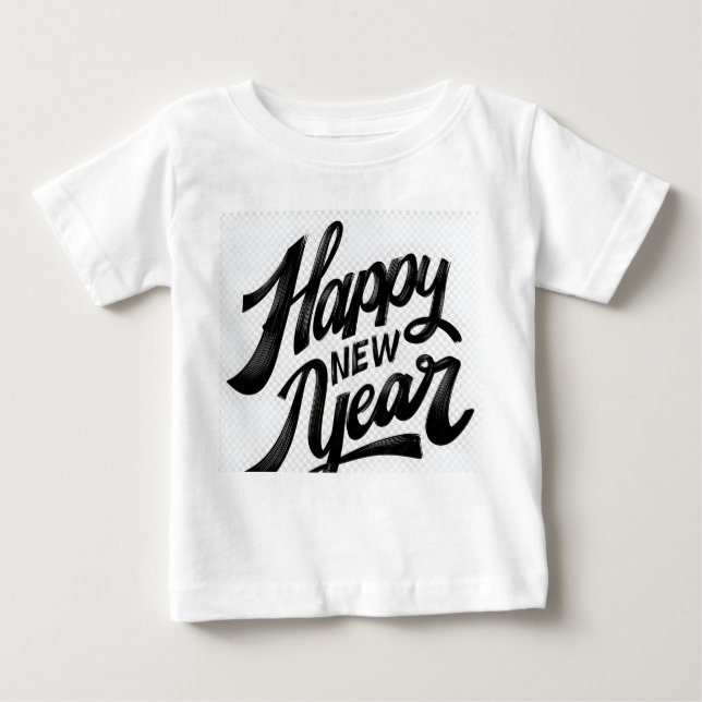 T-shirt Pour Bébé Happy New Year Brush‑Style Greeting (Devant)