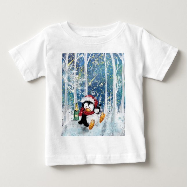 T-shirt Pour Bébé Happy Penguin - Noël (Devant)