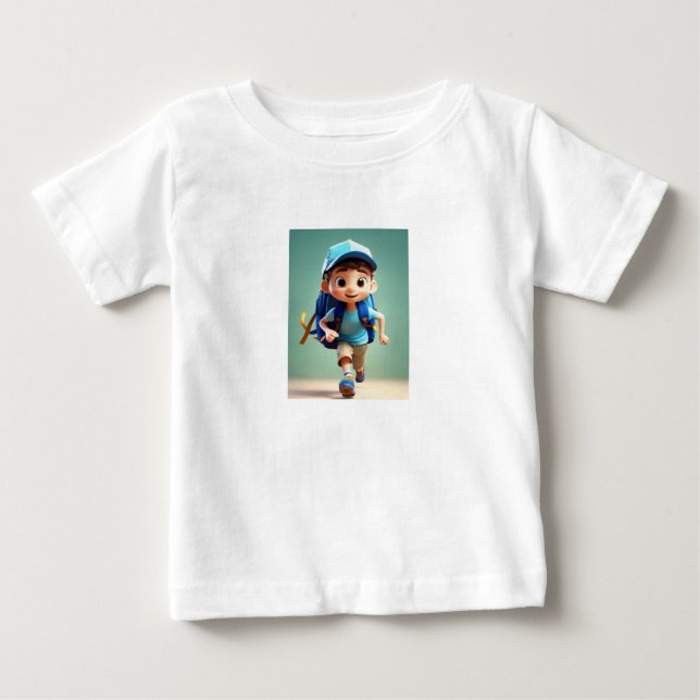T-shirt Pour Bébé "Happy Runner Kid Tee : Pixar Style Fun" bébé (Devant)