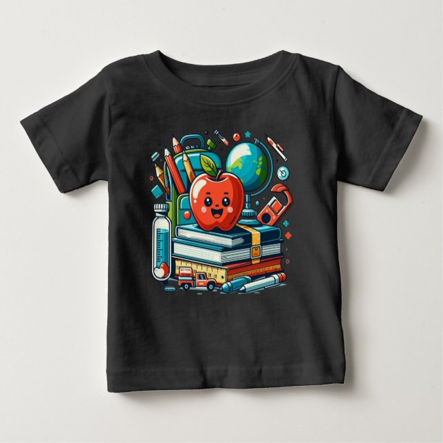 T-shirt Pour Bébé Happy School Days: Back to School Essentials (Devant)
