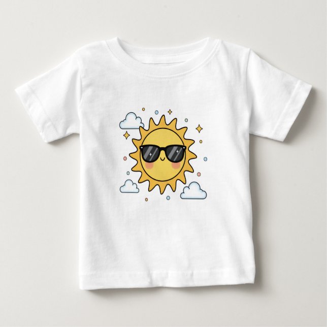 T-shirt Pour Bébé Happy Smiling Sun Cartoon - Minimalist Kawaii Suns (Devant)