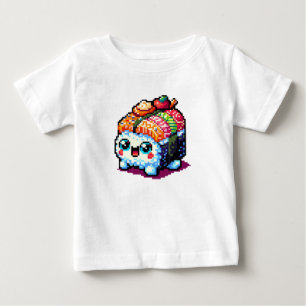 T-shirt Pour Bébé Happy Sushi Roll - Cute Pixel Art Japonais Nourrit