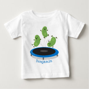 T-shirt Pour Bébé Haricots verts mignons sur dessin animé trampoline