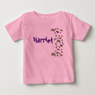 T-shirt Pour Bébé Harriet, nom avec des animaux australiens,