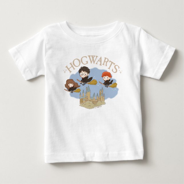 T-shirt Pour Bébé HARRY POTTER™, Hermione & Ron Fly Over HOGWARTS™ (Devant)