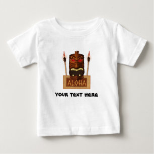 T-shirt Pour Bébé Hawaïen vintage de masque en bois de Tiki rétro