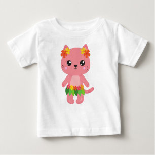 T-shirt Pour Bébé Hawaii Chat, Cute Chat, Chat Rose, Fleurs, Luau