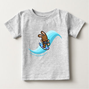 T-shirt Pour Bébé Hawaiian Surfing Bunny Holiday Turq Dessin