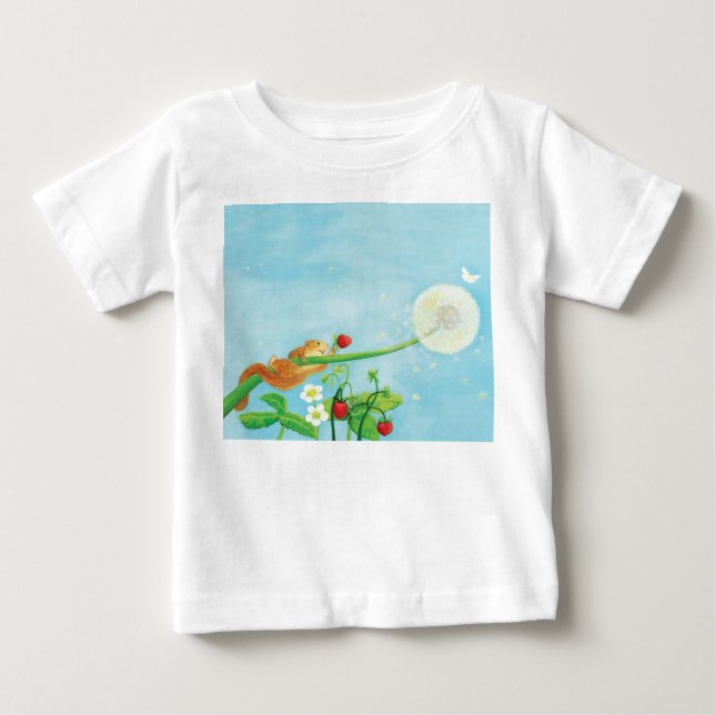 T-shirt Pour Bébé Hazel Dormouse, fraises sauvages et bouffée de pis (Devant)