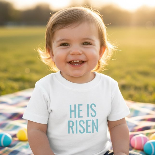 T-shirt Pour Bébé He Is Risen | Christian Easter Toddler (Créateur téléchargé)