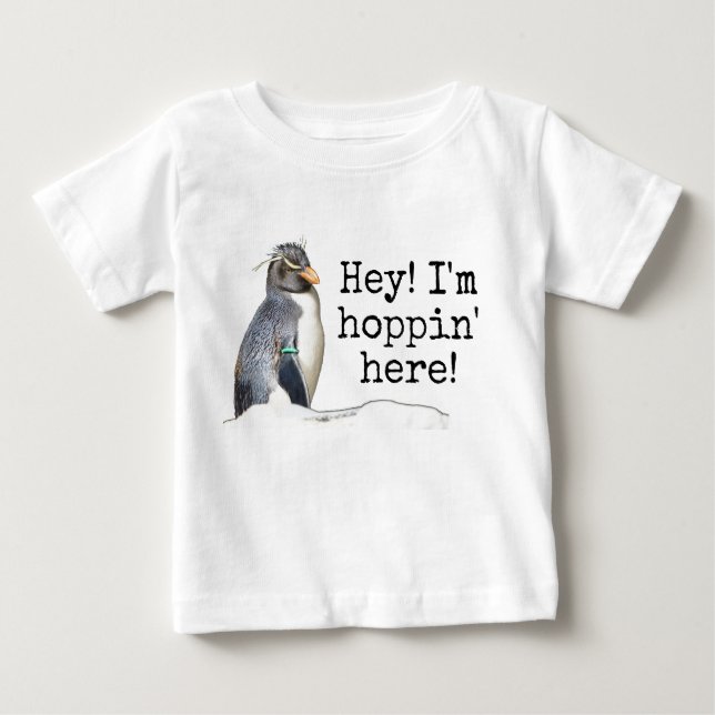 T-shirt Pour Bébé Hé ! Je suis Hoppin ici ! Chemise Rockhopper Pengu (Devant)