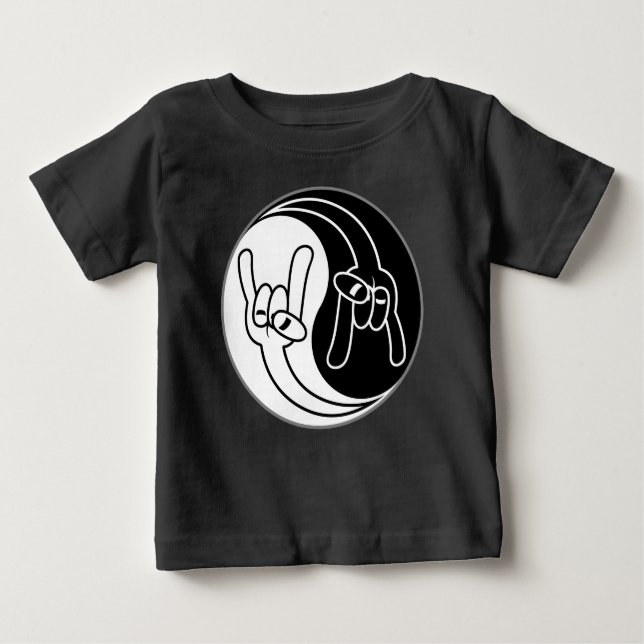 T-shirt Pour Bébé Heavy Metal Devil Horns Yin Yang (Devant)