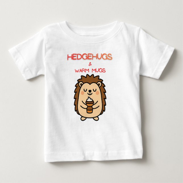 T-shirt Pour Bébé Hedgehugs & Warm Mugs – Cute Cozy Hedgehog Winter  (Devant)