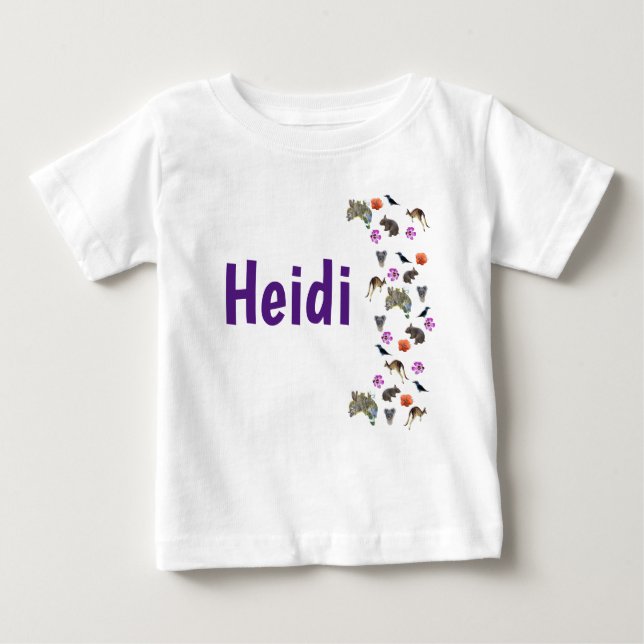 T-shirt Pour Bébé Heidi, Nom Logo Avec Australian Wildlife, (Devant)