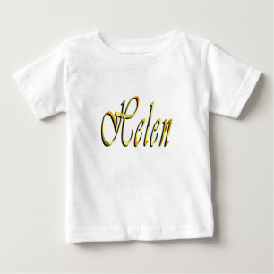 T-shirt Pour Bébé Helen Nom En Fleurs Jaune,