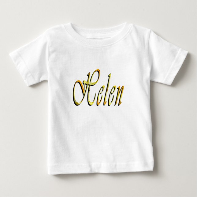 T-shirt Pour Bébé Helen Nom En Fleurs Jaune, (Devant)