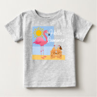 Hello Summer Pink Flamant rose Design - Baby Fine