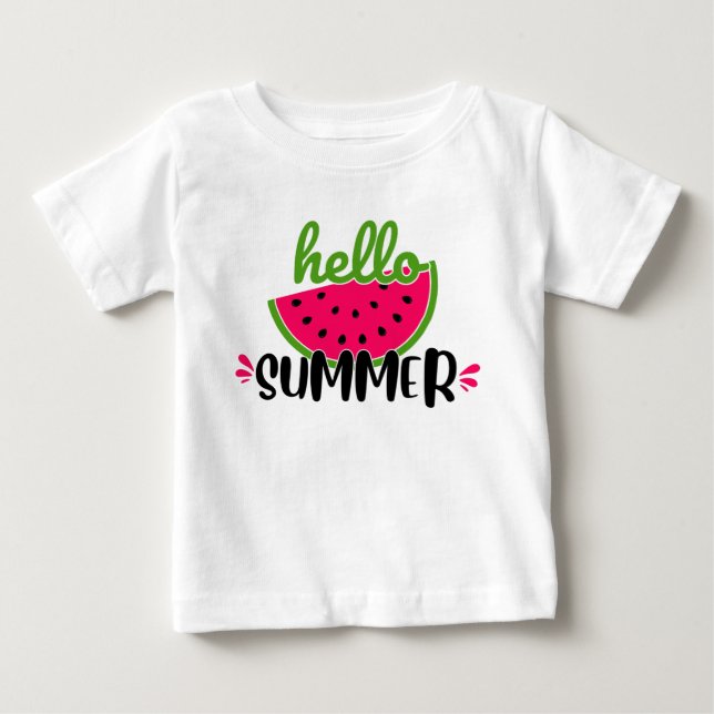 T-shirt Pour Bébé Hello Summer Watermelon  (Devant)