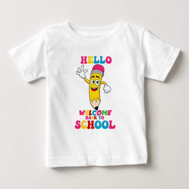 T-shirt Pour Bébé hello welcome back to school  (Devant)