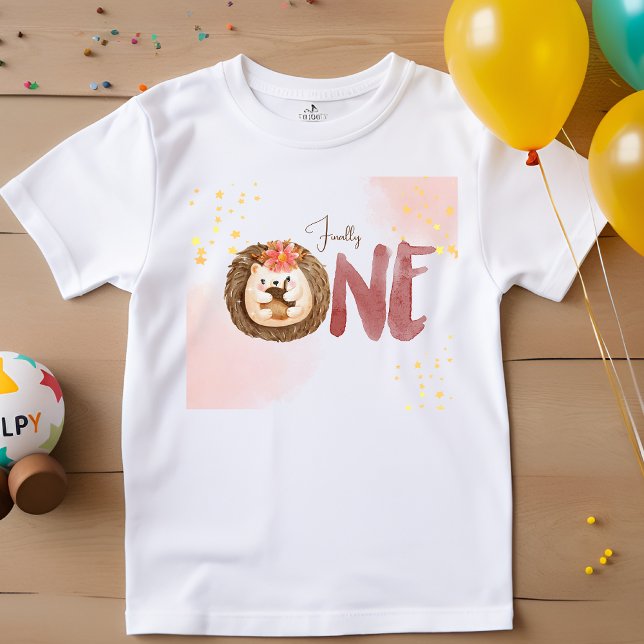 T-shirt Pour Bébé Hérisson aquarelle 1e anniversaire (Créateur téléchargé)