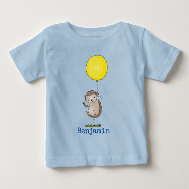 T-shirt Pour Bébé Hérisson mignon avec illustration de bulle jaune (Devant)