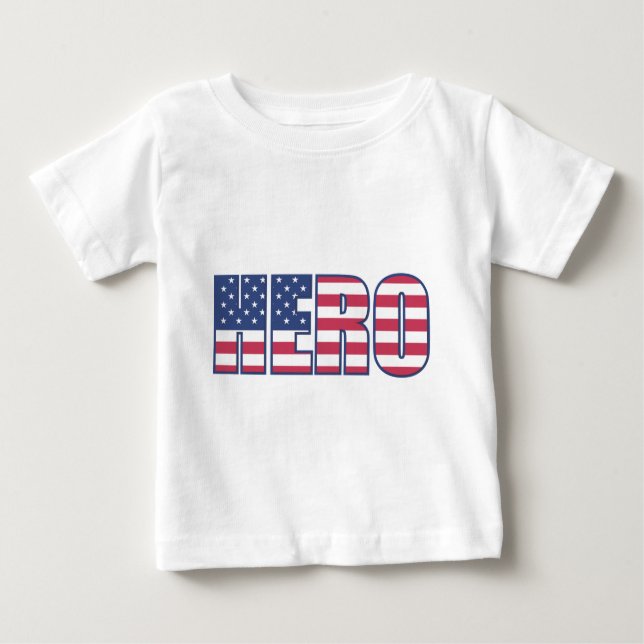 T-shirt Pour Bébé Hero américain Drapeau Étoiles rayures rouge blanc (Devant)