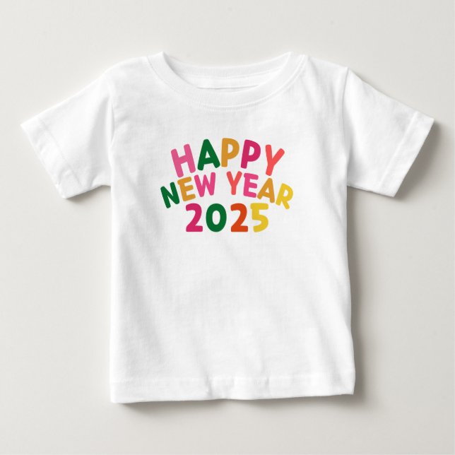 T-SHIRT POUR BÉBÉ HEUREUSE NOUVELLE ANNÉE 2025 (Devant)
