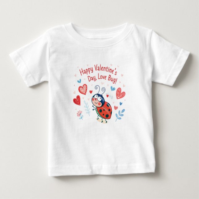T-shirt Pour Bébé Heureuse Sainte-Valentin, Amour Bug ! (Devant)