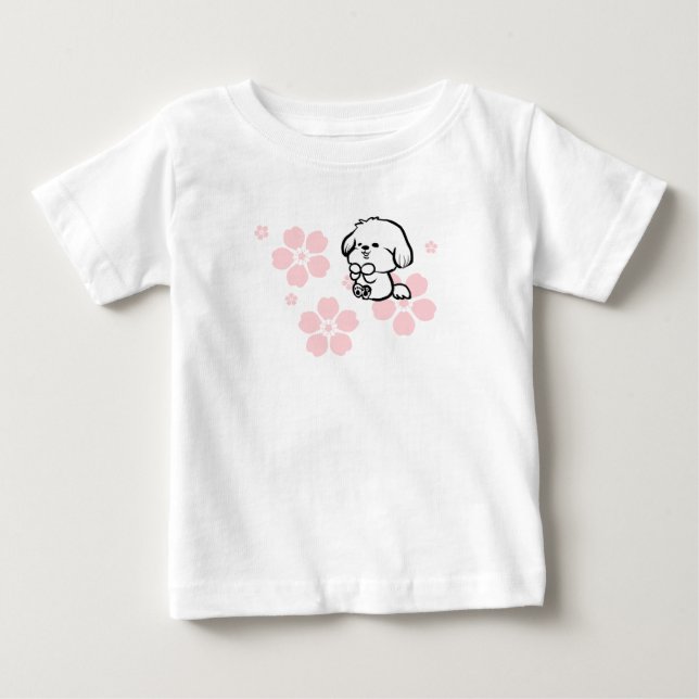 T-shirt Pour Bébé Heureux Chiot (Devant)